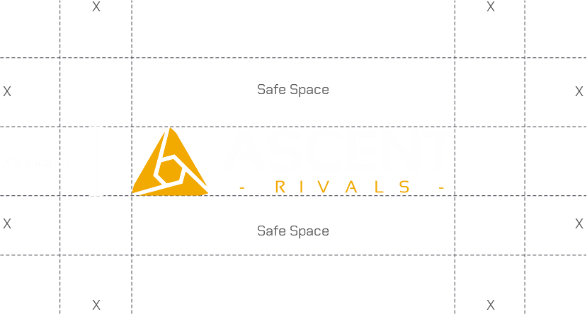 Clear-space guide for the horizontal Ascent Rivals lockup.
