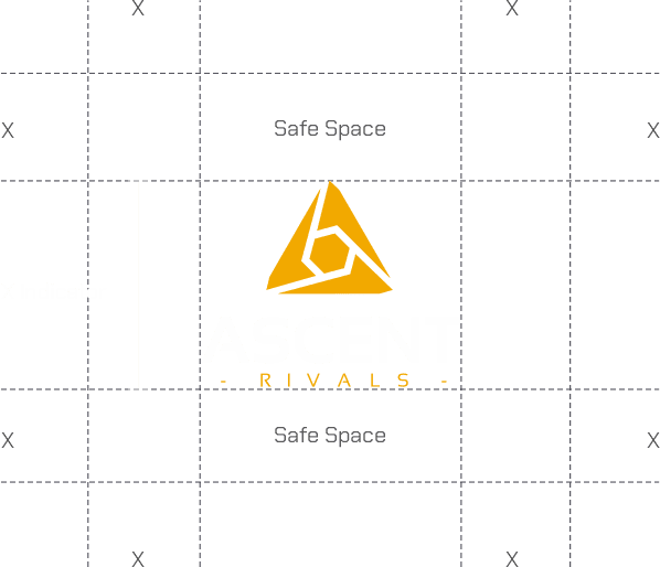 Clear-space guide for the vertical Ascent Rivals lockup.